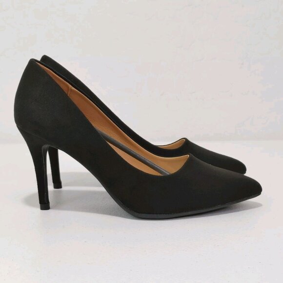 Trary Pointed Toe High Heel Suede Black Pumps Women's Size 9